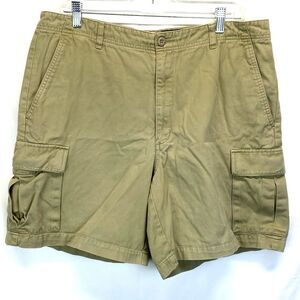 Eddie Bauer Men's Cargo Shorts Size 36 Khaki Multiple Pockets Cotton